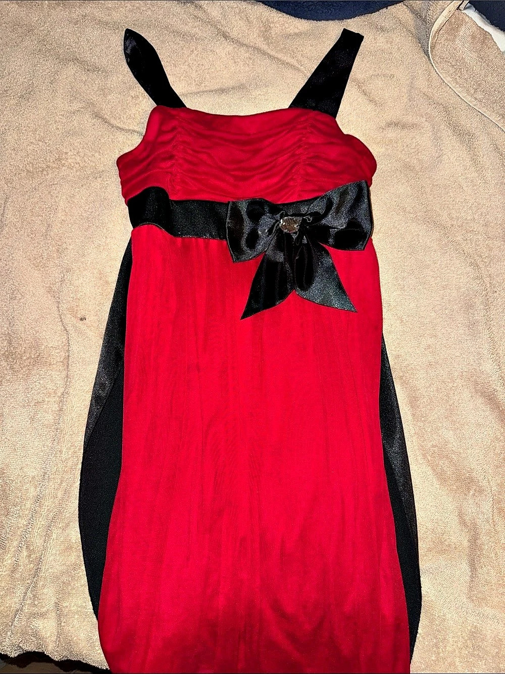 Red & Black Bow Mini Dress Like New